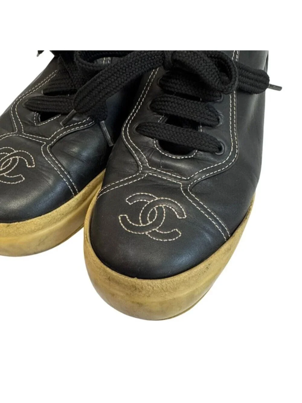 Chanel CC Logo Stitch Sneakers